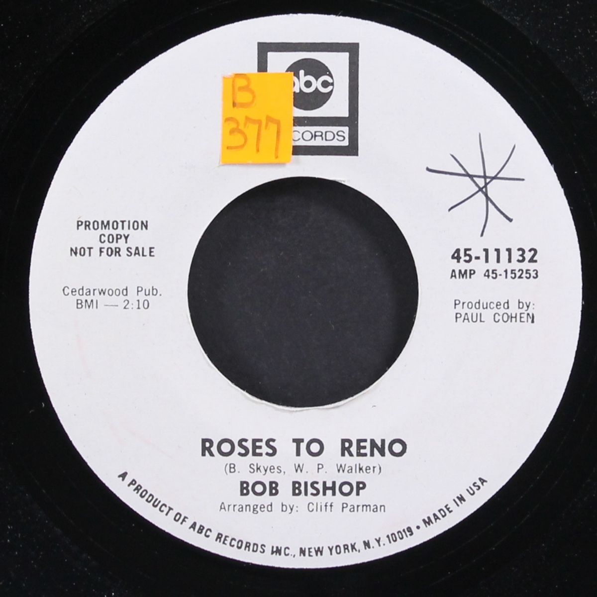 roses to reno / it's gonna hurt you more than me by BOB BISHOP