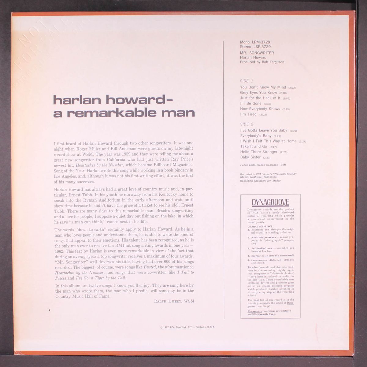 mr. songwriter by HARLAN HOWARD