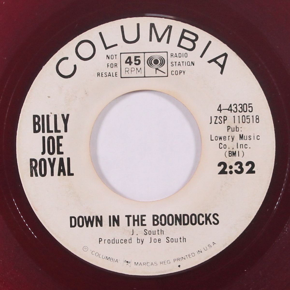 down in the boondocks by BILLY JOE ROYAL