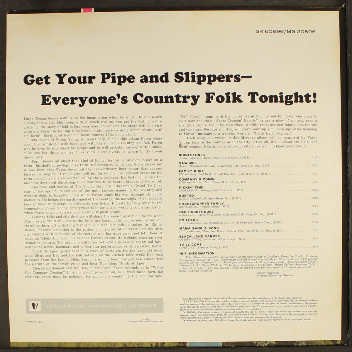 story songs for country folks by FARON YOUNG