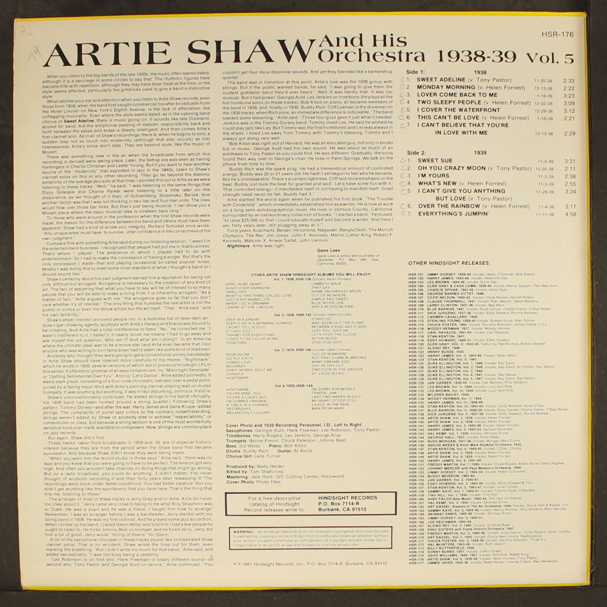 the uncollected, vol. 5: 1938-1939 by ARTIE SHAW