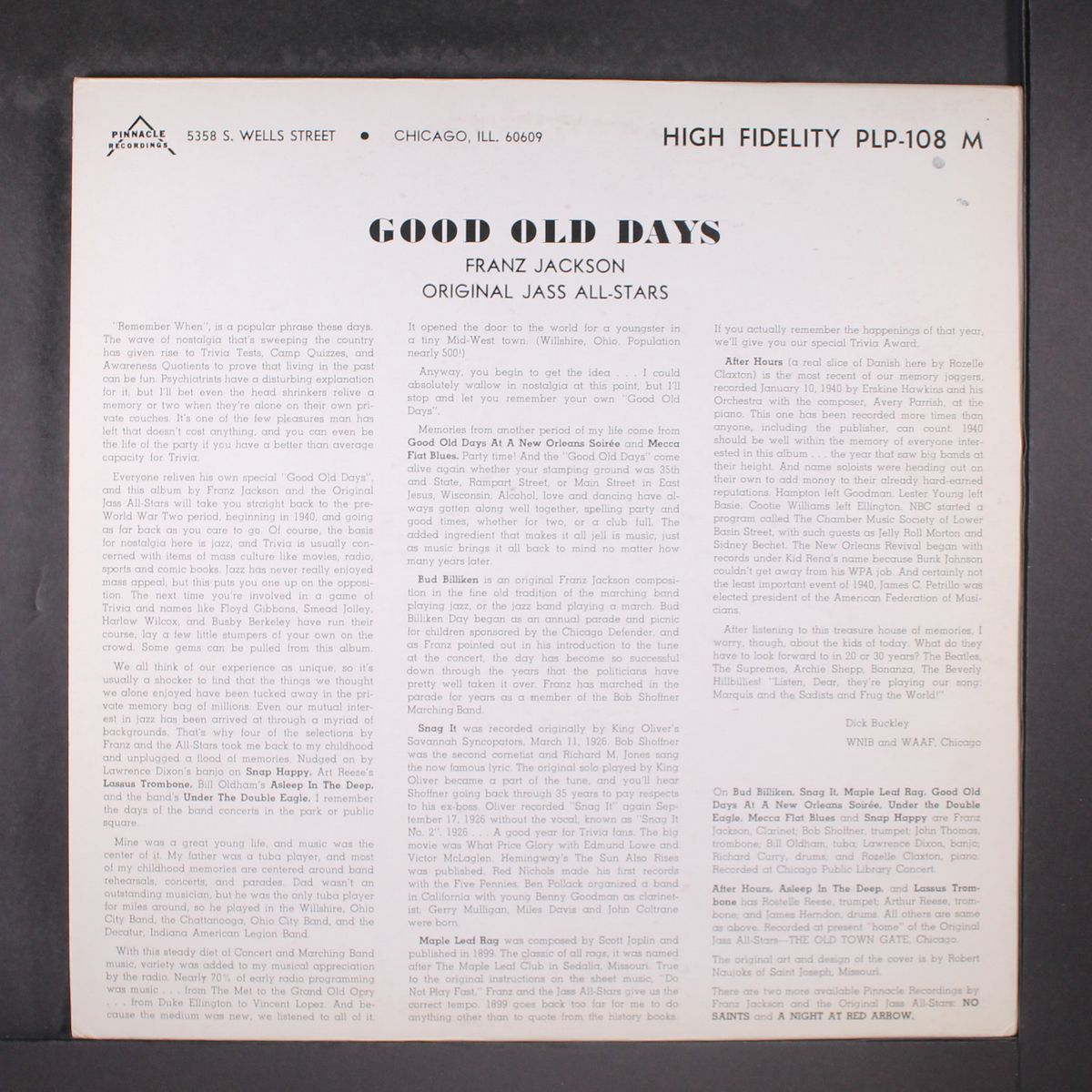 good old days by FRANZ JACKSON & ORIGINAL JASS ALL-STARS