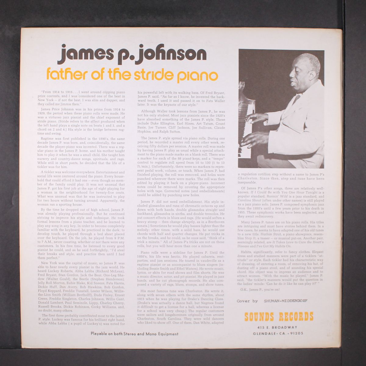 father of the stride piano by JAMES P. JOHNSON