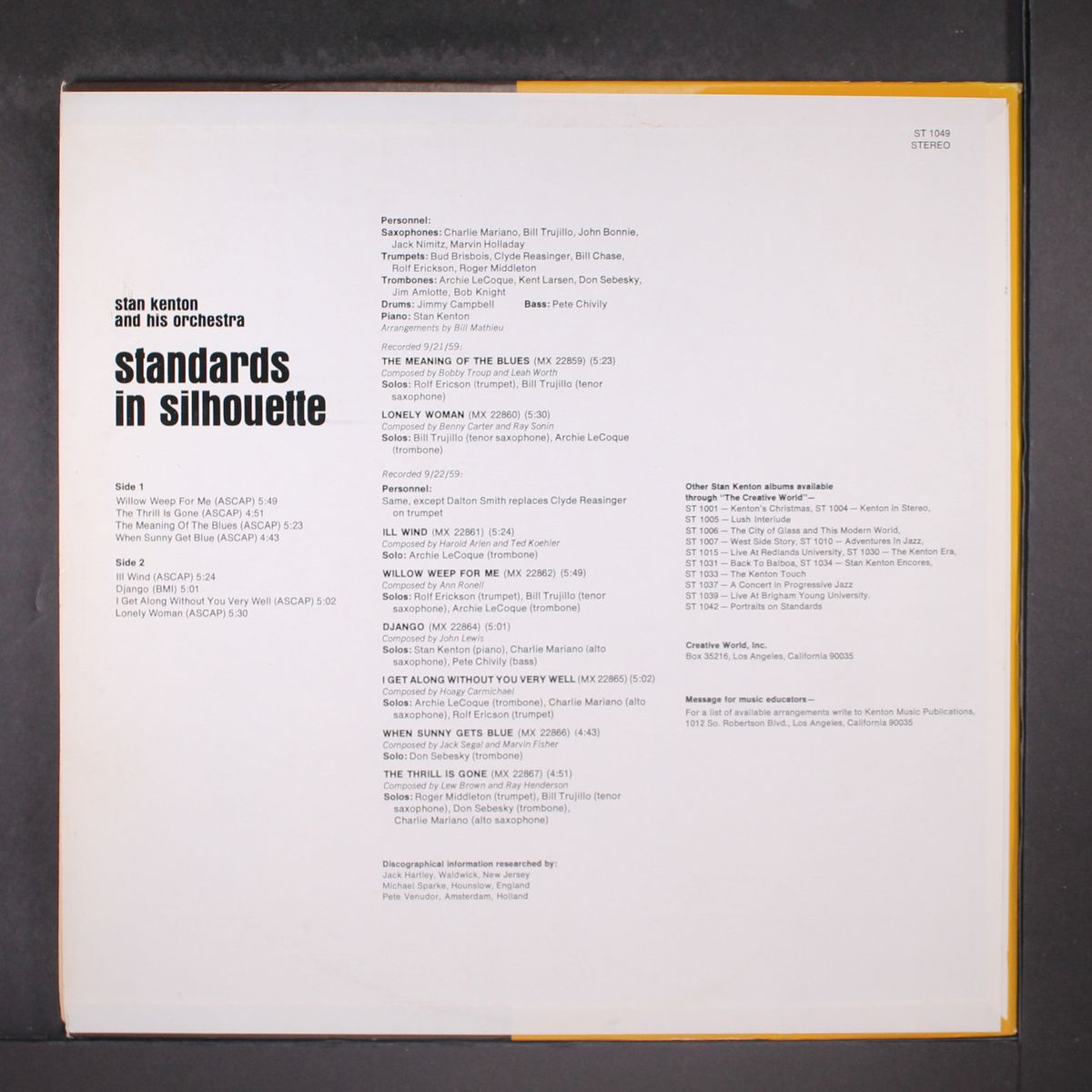standards in silhouette by STAN KENTON