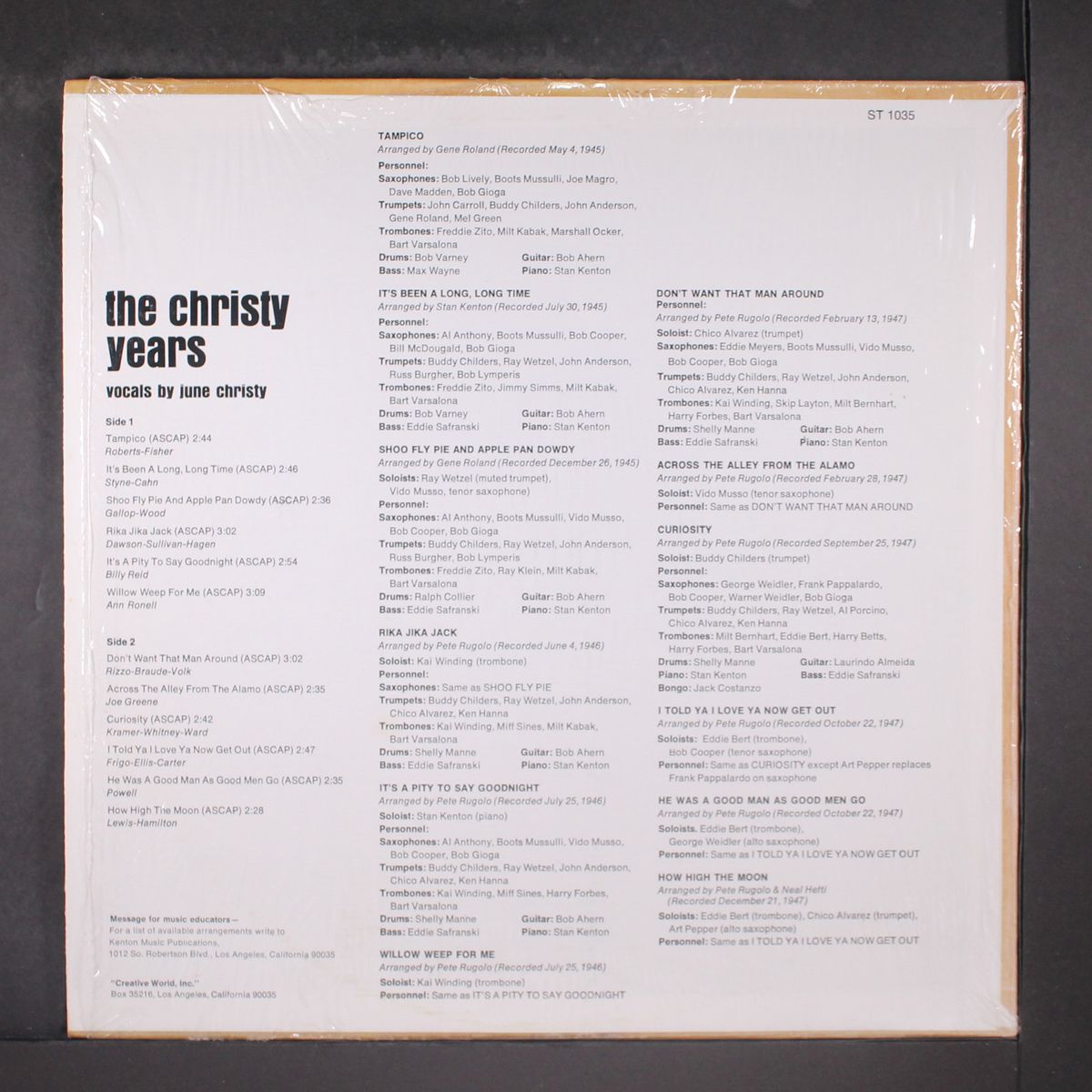 the christy years by STAN KENTON