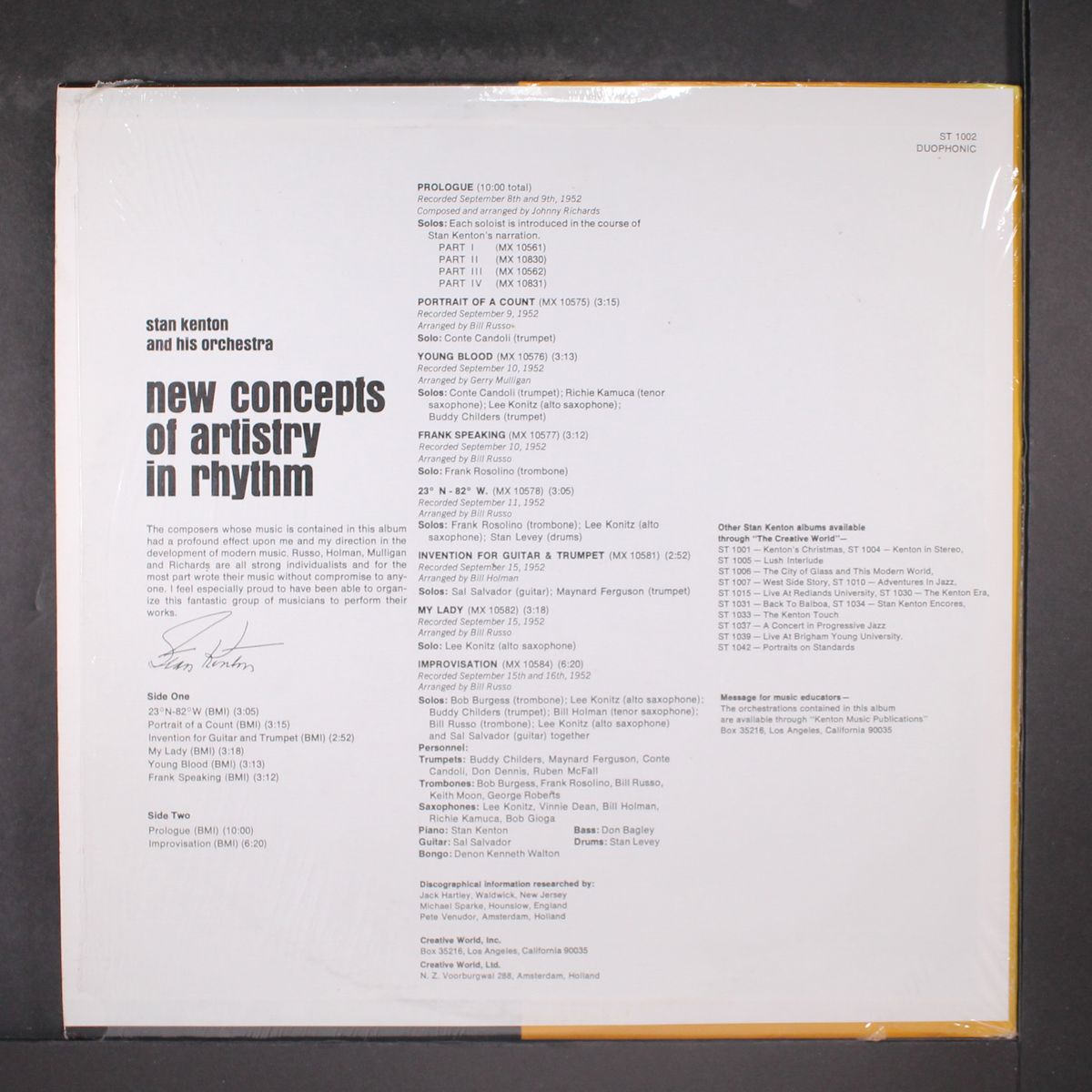 new concepts of artistry in rhythym by STAN KENTON