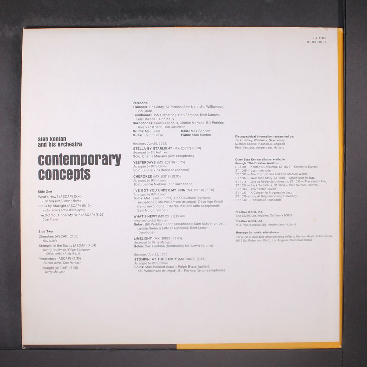 comtempory concepts by STAN KENTON