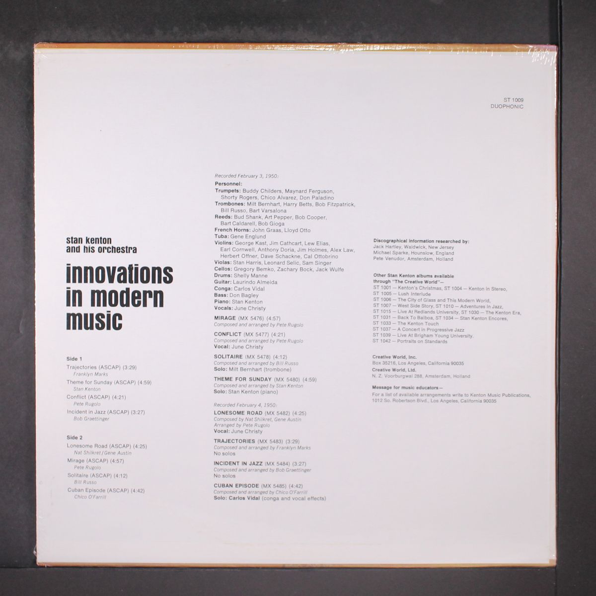 innovations in modern music by STAN KENTON
