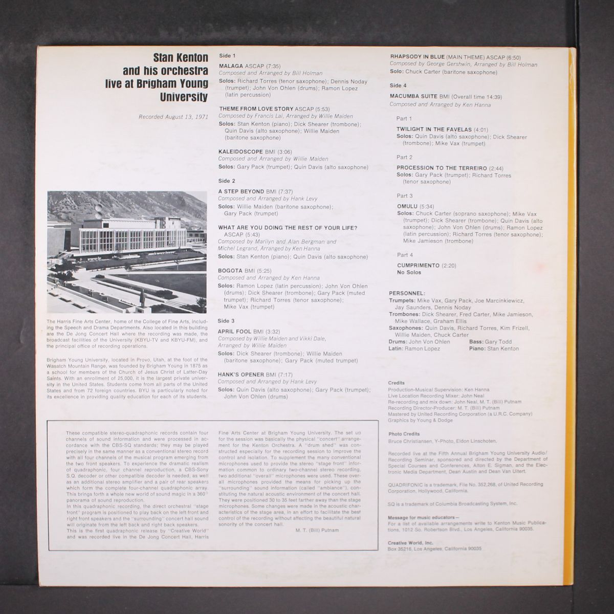 live at brigham young university by STAN KENTON