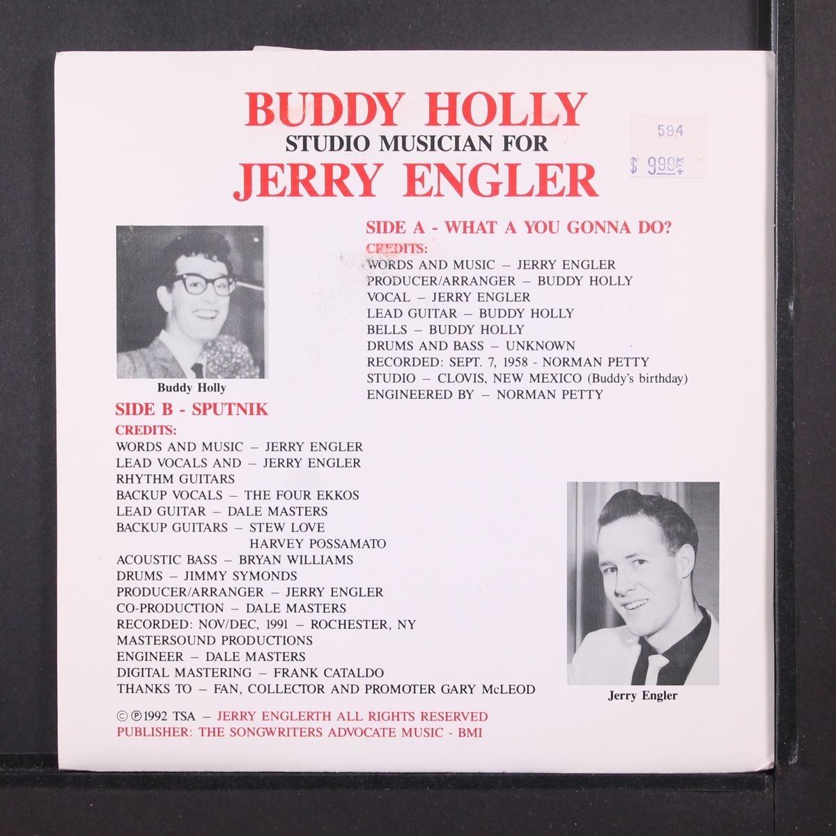 buddy holly studio musician for jerry engler by JERRY ENGLER
