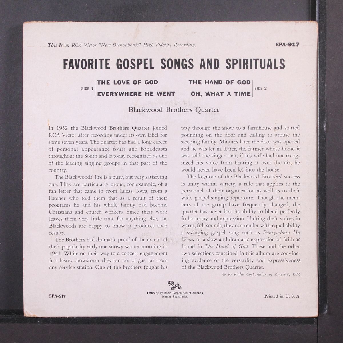 favorite gospel songs and spirituals by BLACKWOOD BROTHERS