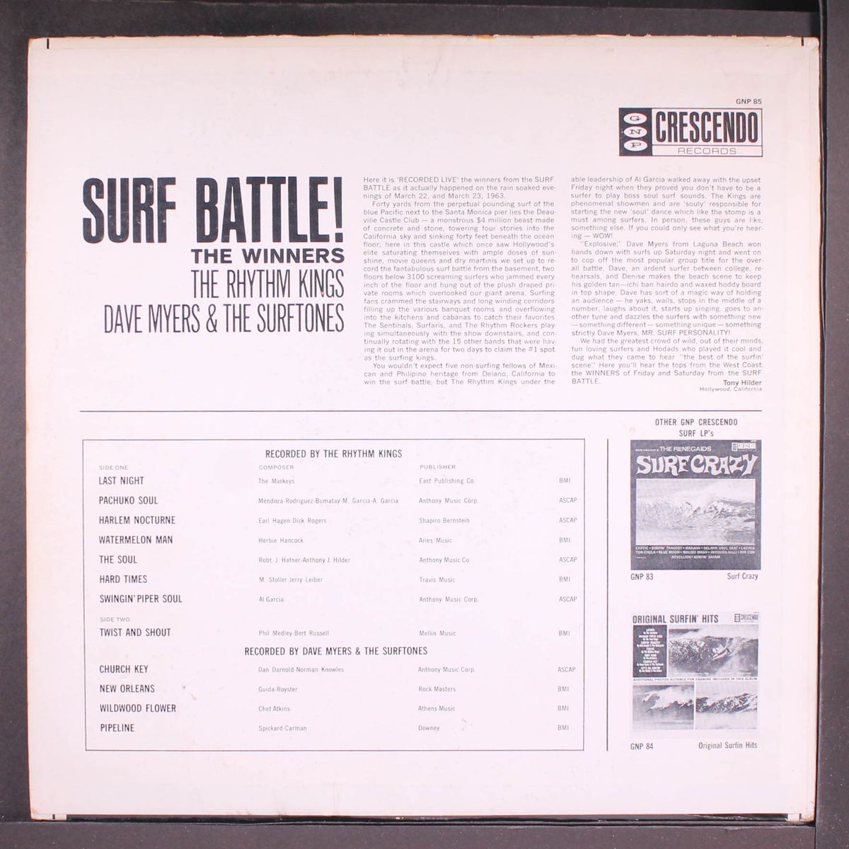 the winners of the 18 band surf battle! by RHYTHM KINGS / DAVE MYERS & THE SURFTONES