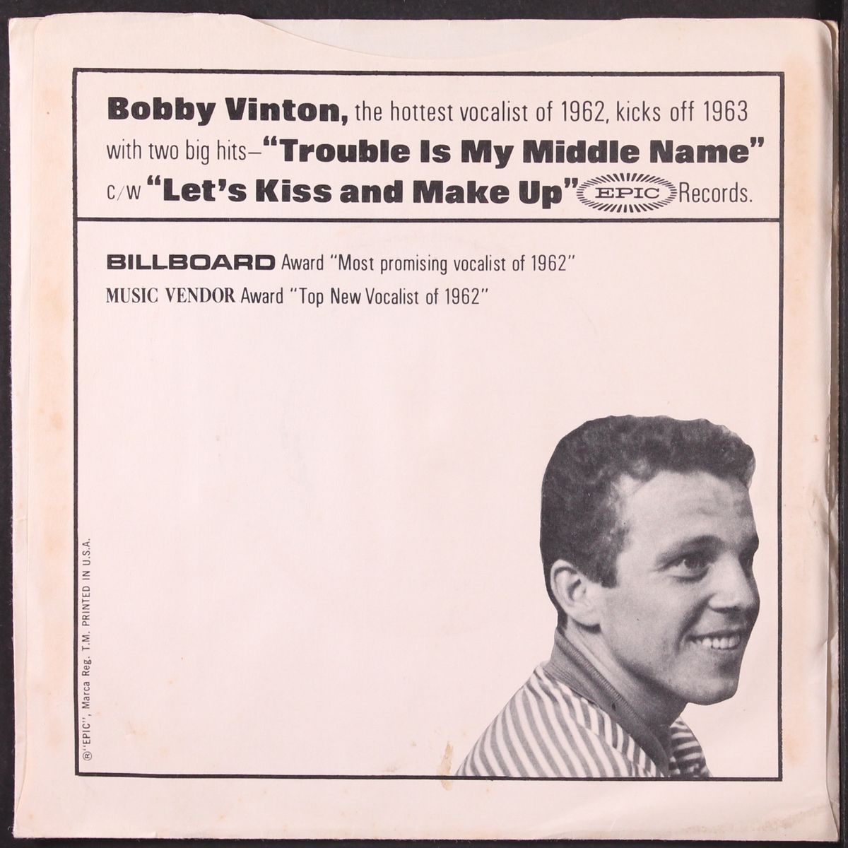 trouble is my middle name / let's kiss and make up by BOBBY VINTON