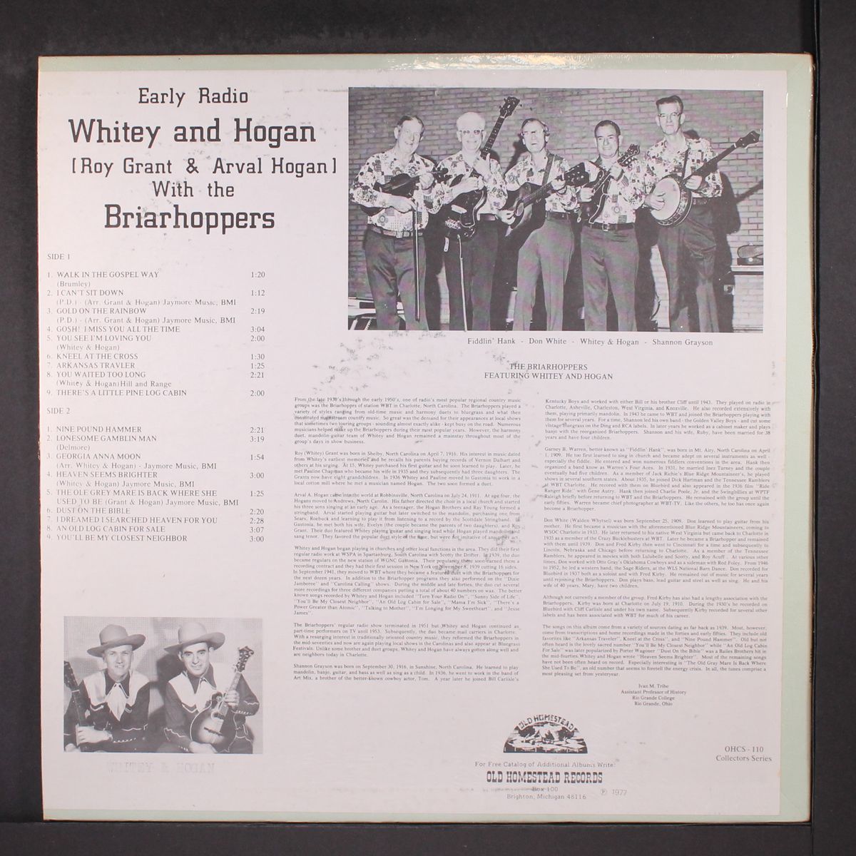 early radio by WHITEY & HOGAN & BRIARHOPPERS