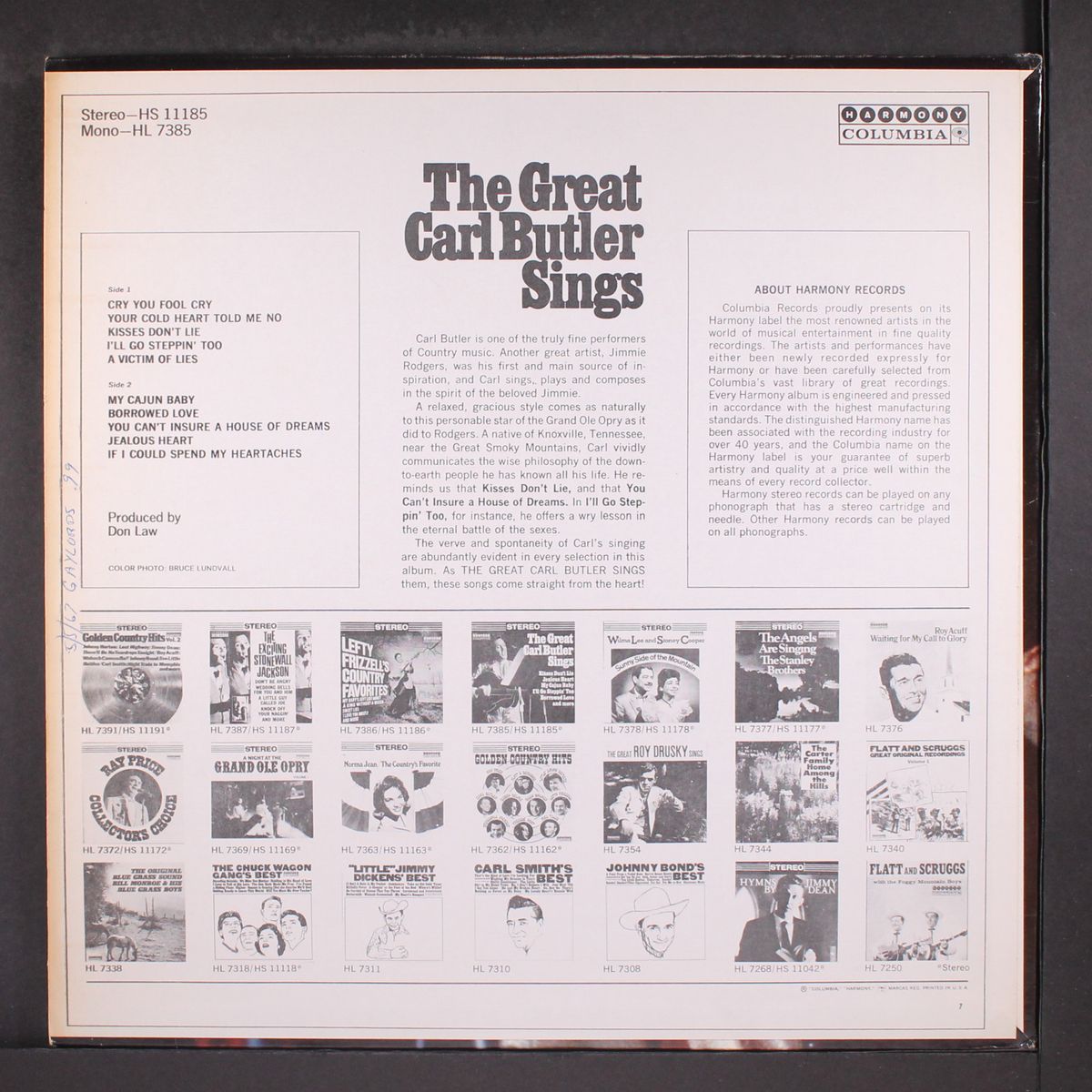 the great carl butler sings by CARL BUTLER