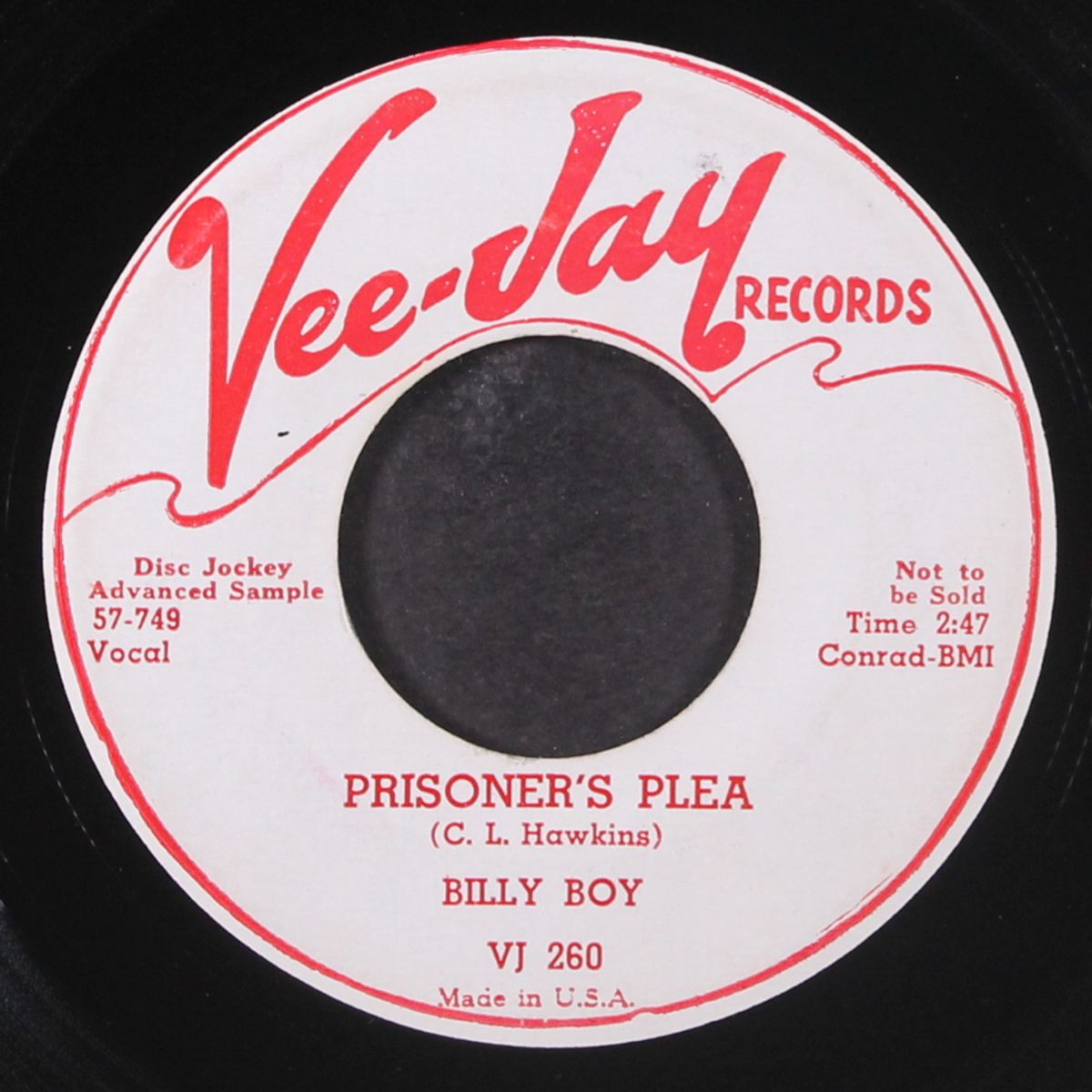prisoner's plea / rockin' itis by BILLY BOY