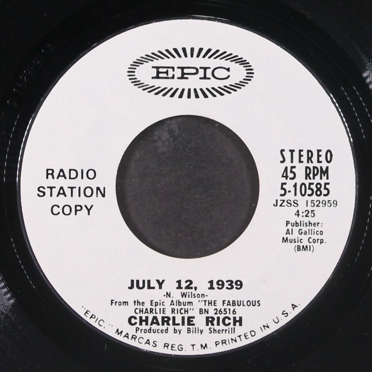 july 12, 1939 by CHARLIE RICH