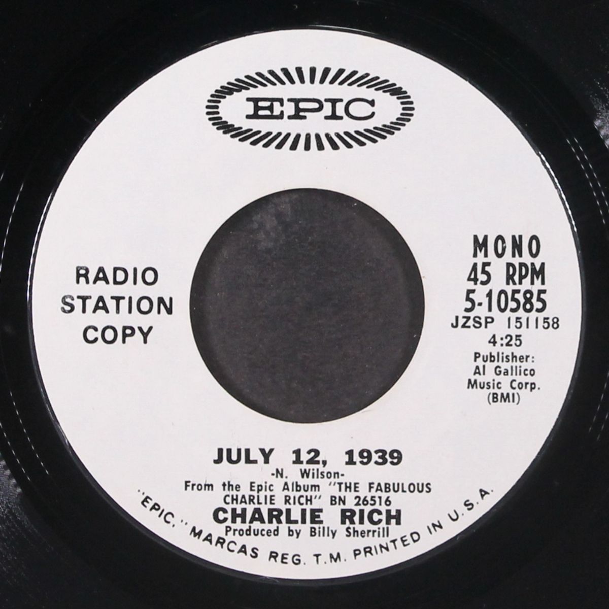 july 12, 1939 by CHARLIE RICH