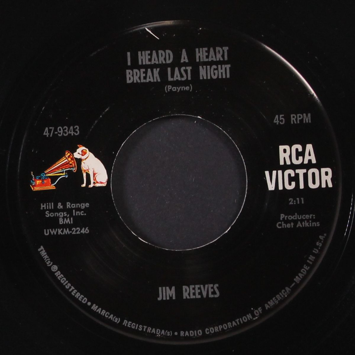 i heard a heart break last night / golden memories and silver tears by JIM REEVES