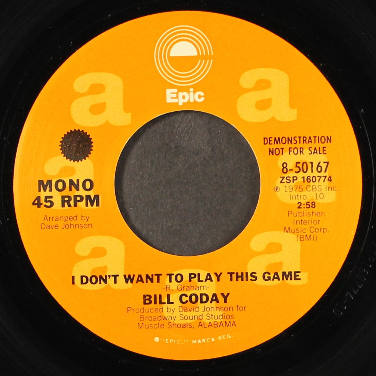i don't want to play this game / mono by BILL CODAY