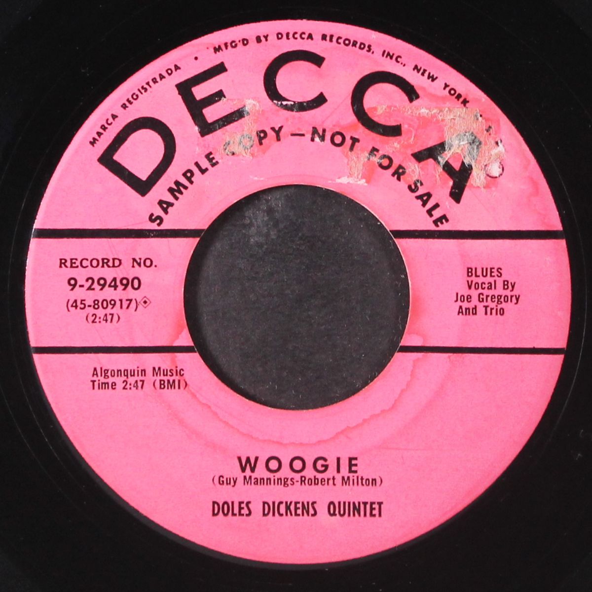 gonna rock this mornin' / woogie by DOLES DICKENS QUINTET