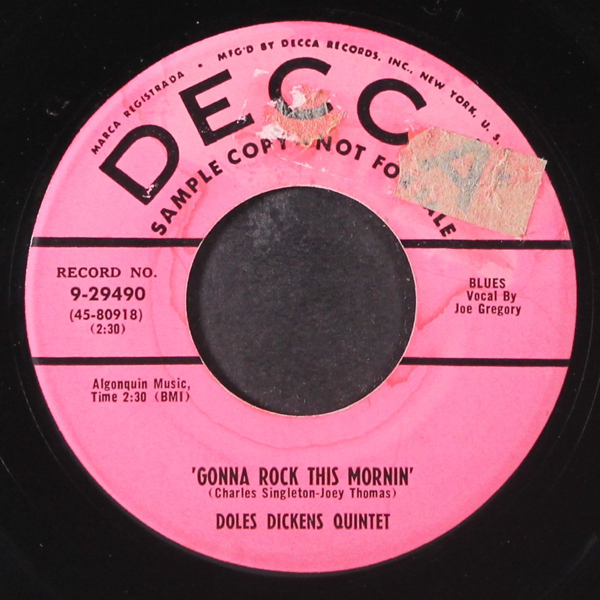 gonna rock this mornin' / woogie by DOLES DICKENS QUINTET