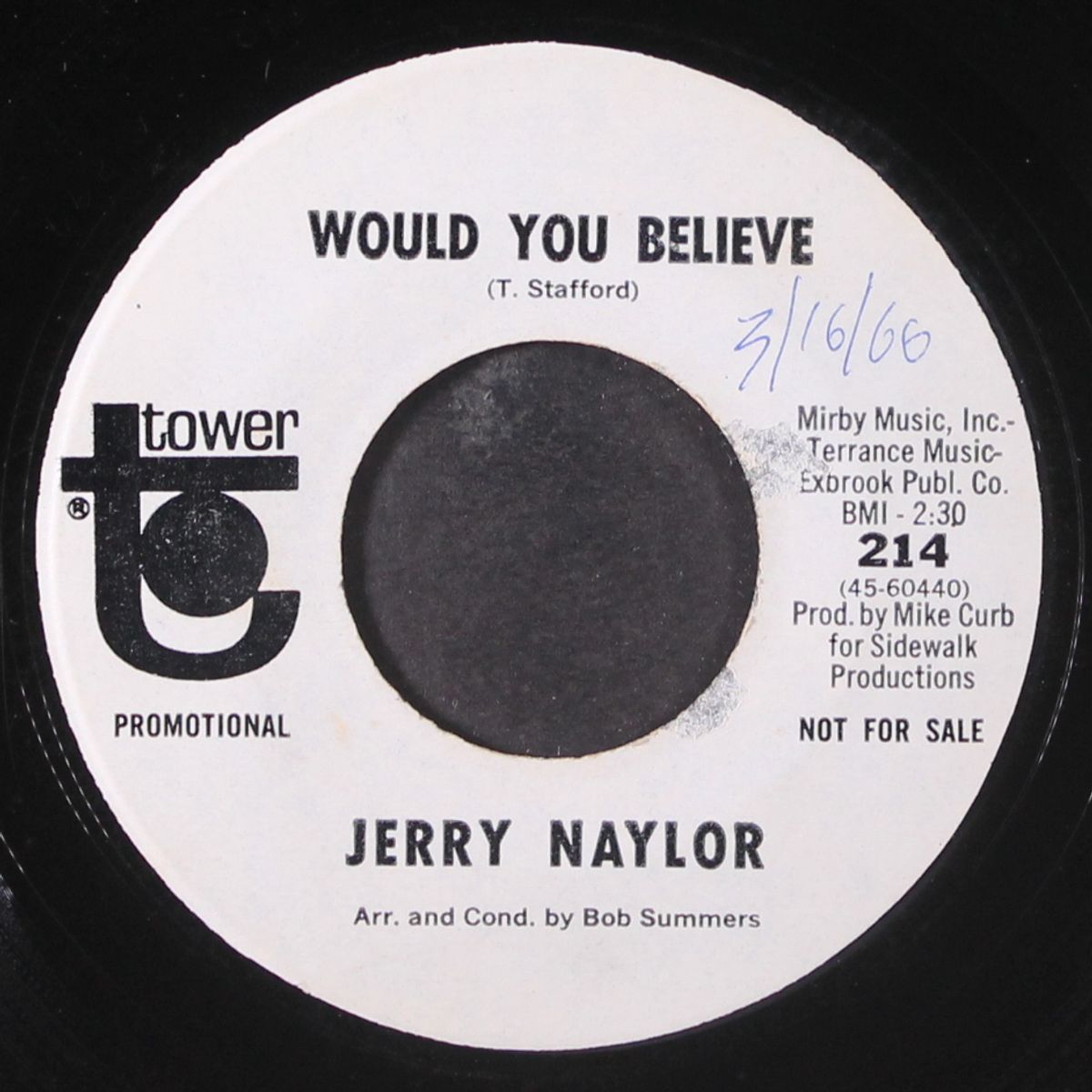 my special angel / would you believe by JERRY NAYLOR