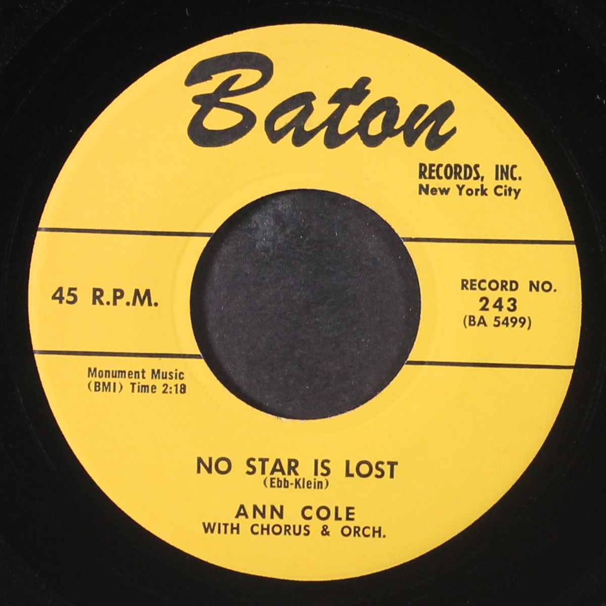 no star is lost / you're mine by ANN COLE