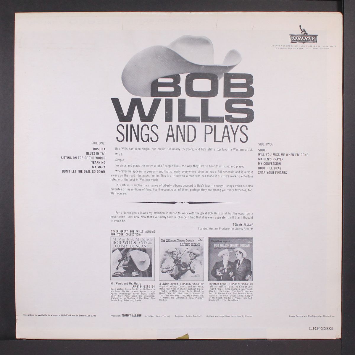 sings and plays by BOB WILLS