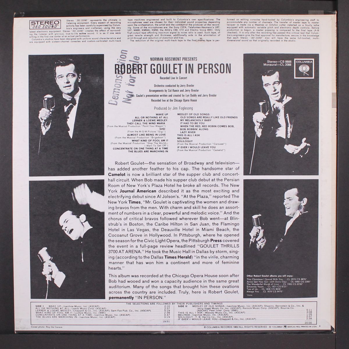 in person by ROBERT GOULET