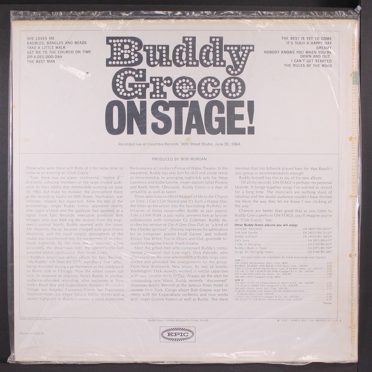 on stage! by BUDDY GRECO