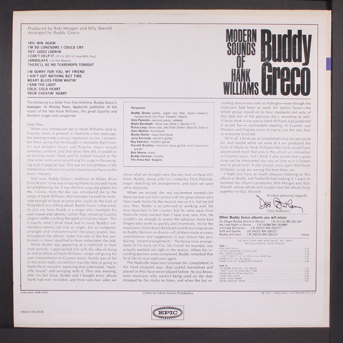 modern sounds of hank williams by BUDDY GRECO