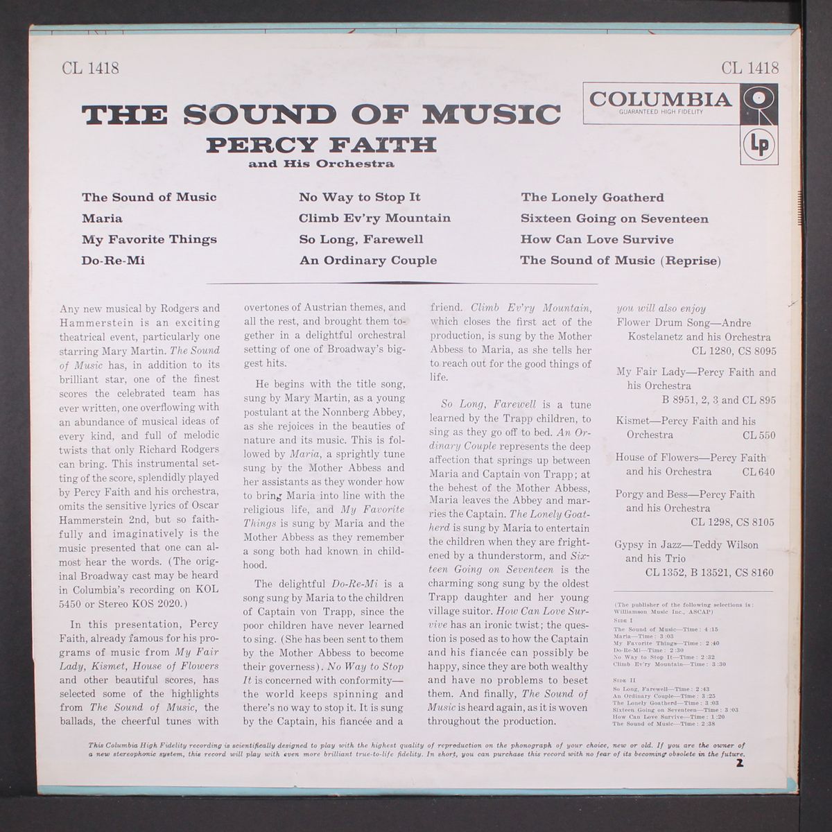 the sound of music by PERCY FAITH