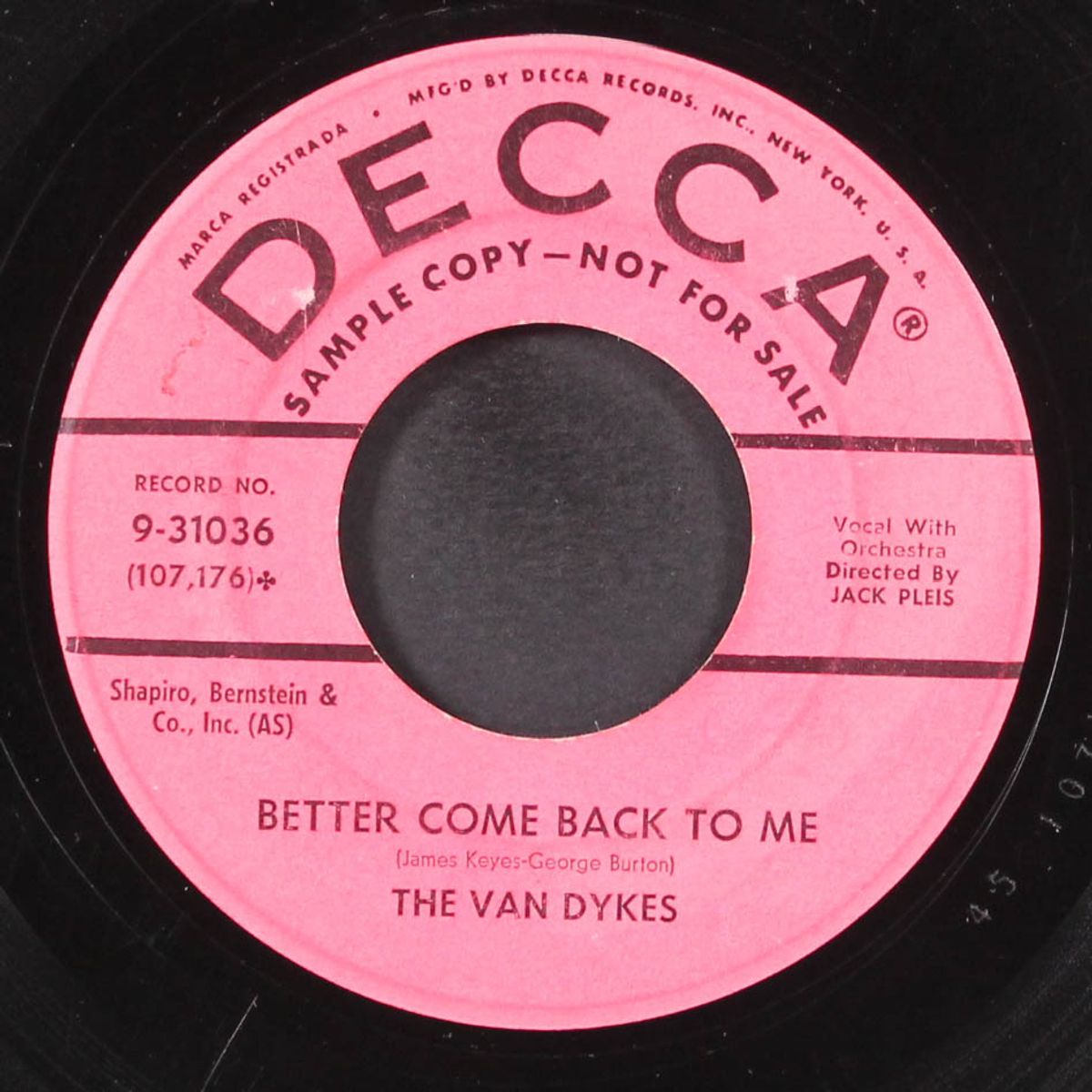 i don't know what to do / better come back to me by VAN DYKES