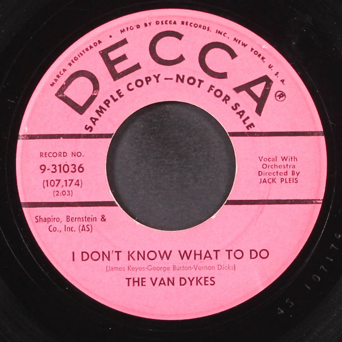 i don't know what to do / better come back to me by VAN DYKES