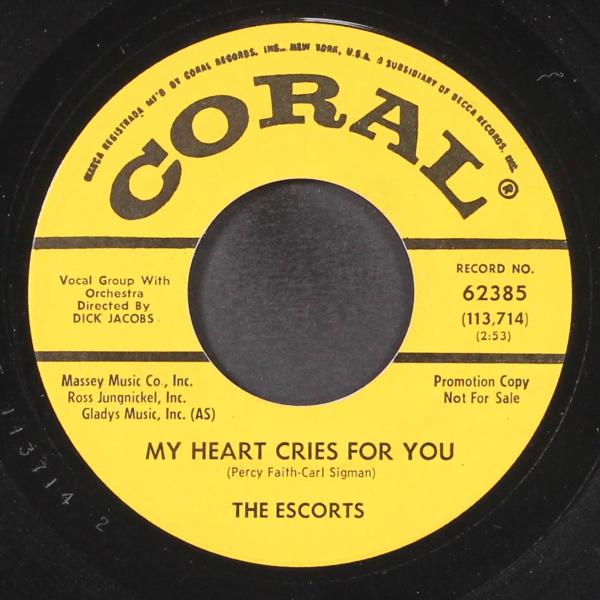 my heart cries for you / give me tomorrow by ESCORTS