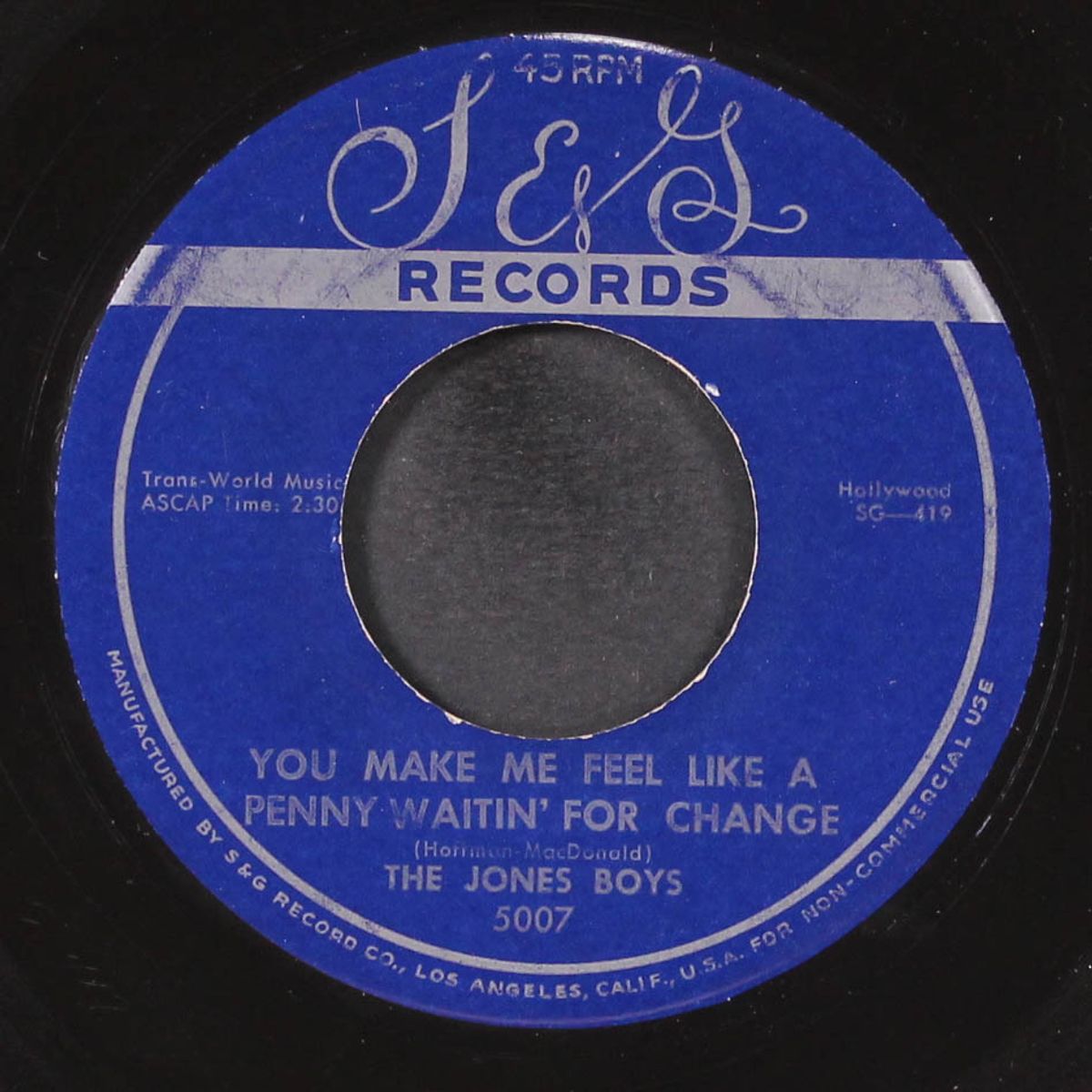 the song is ended / you make me feel like a penny waitin for change by JONES BOYS