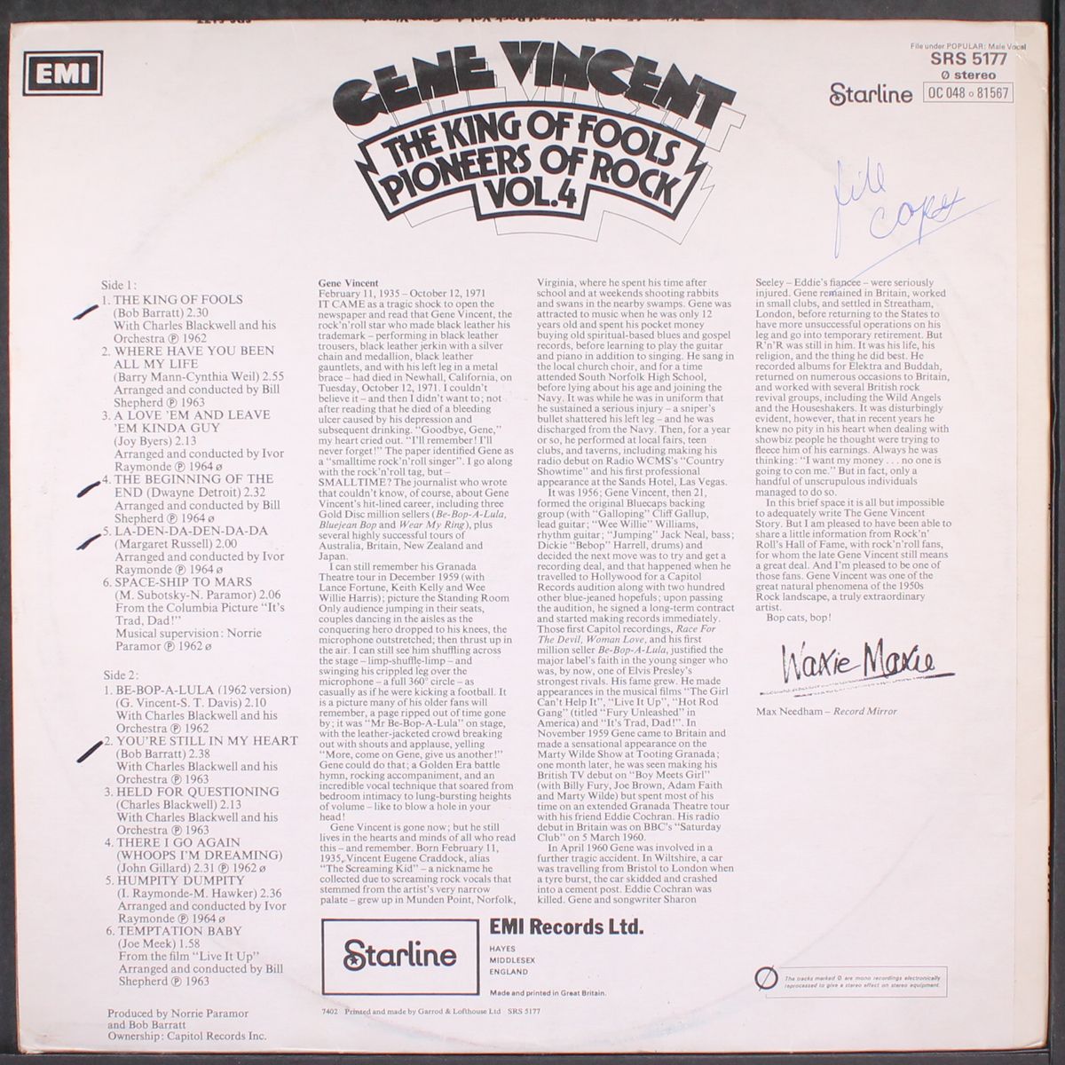 king of fools (pioneers of rock vol.4) by GENE VINCENT