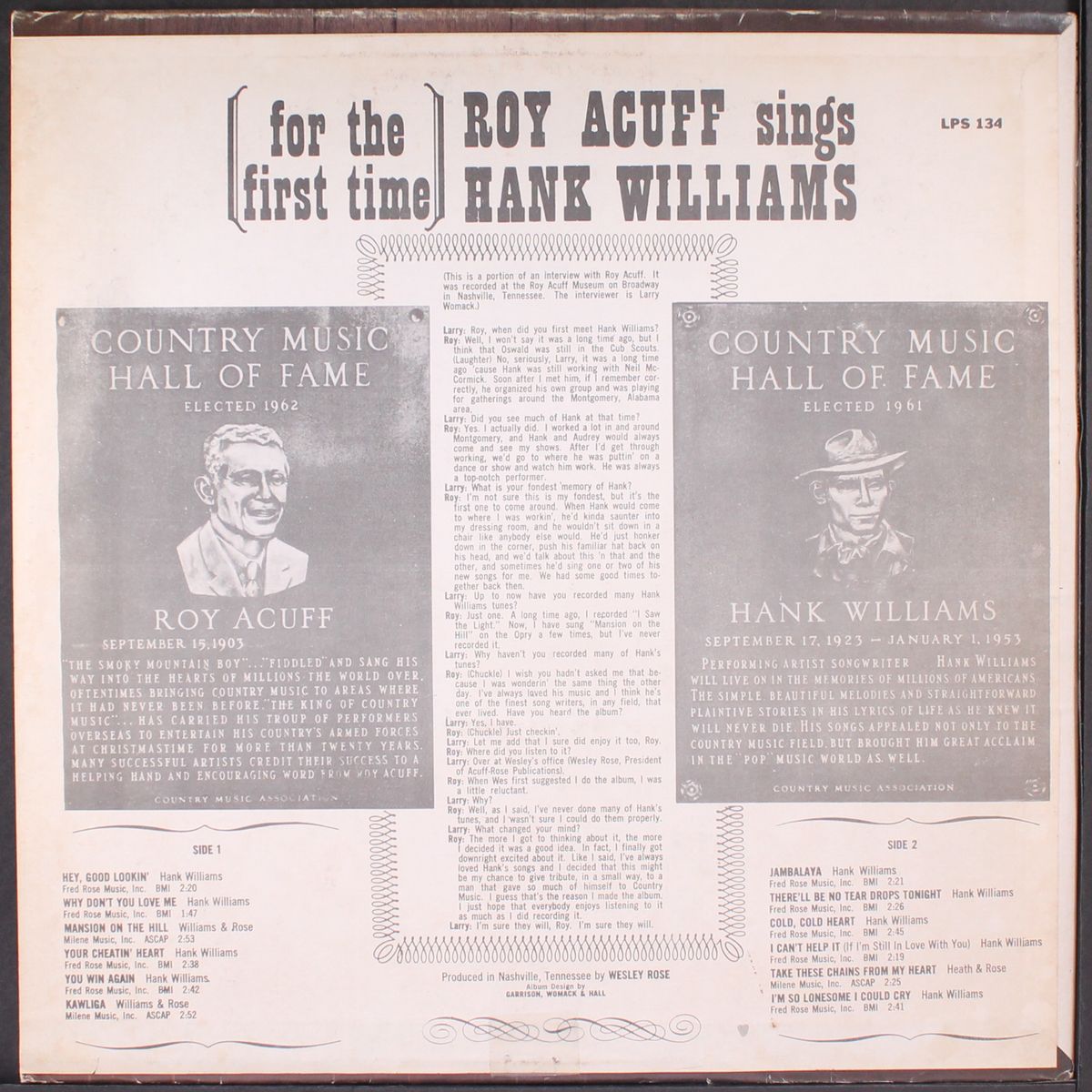 sings hank williams by ROY ACUFF