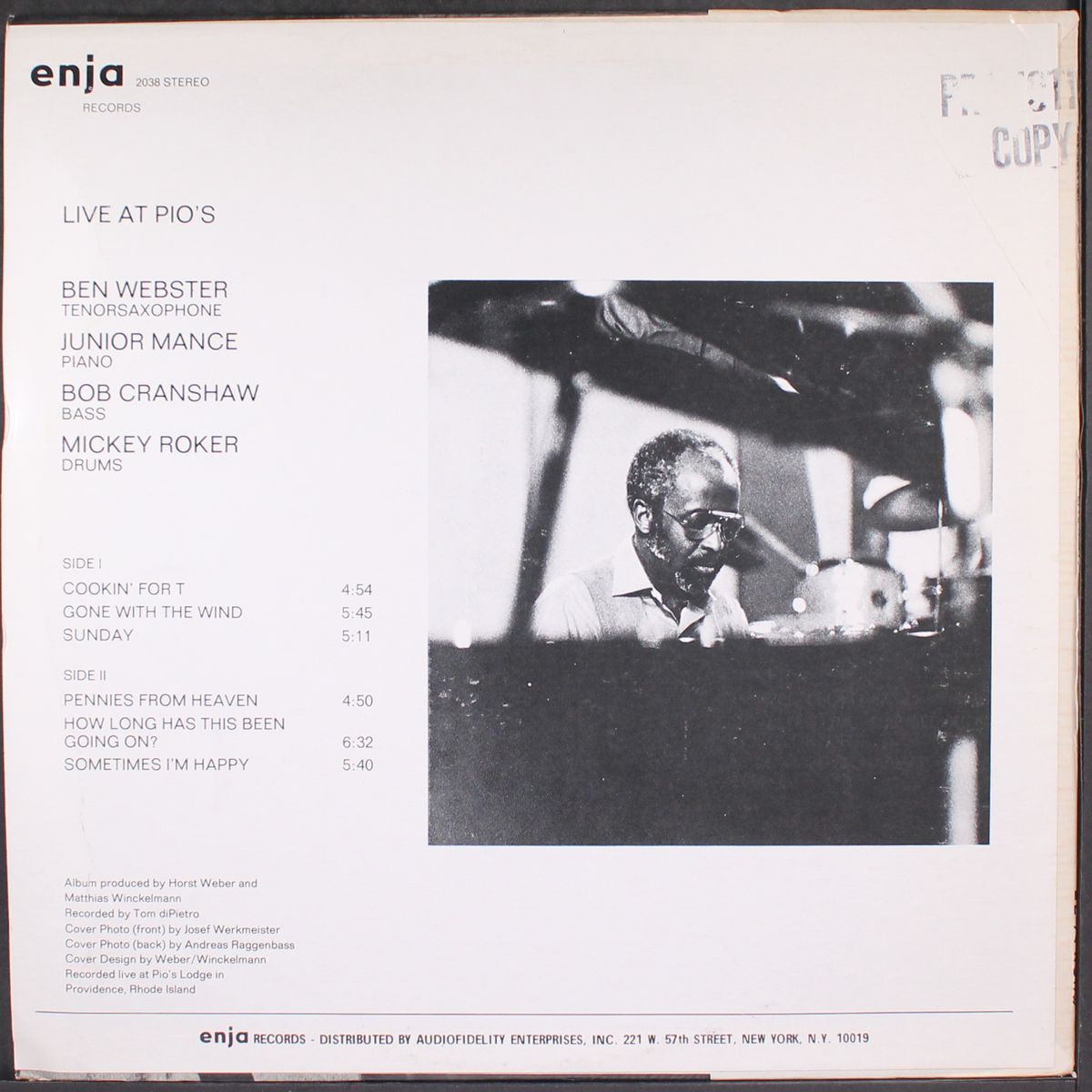 live at pio's by BEN WEBSTER