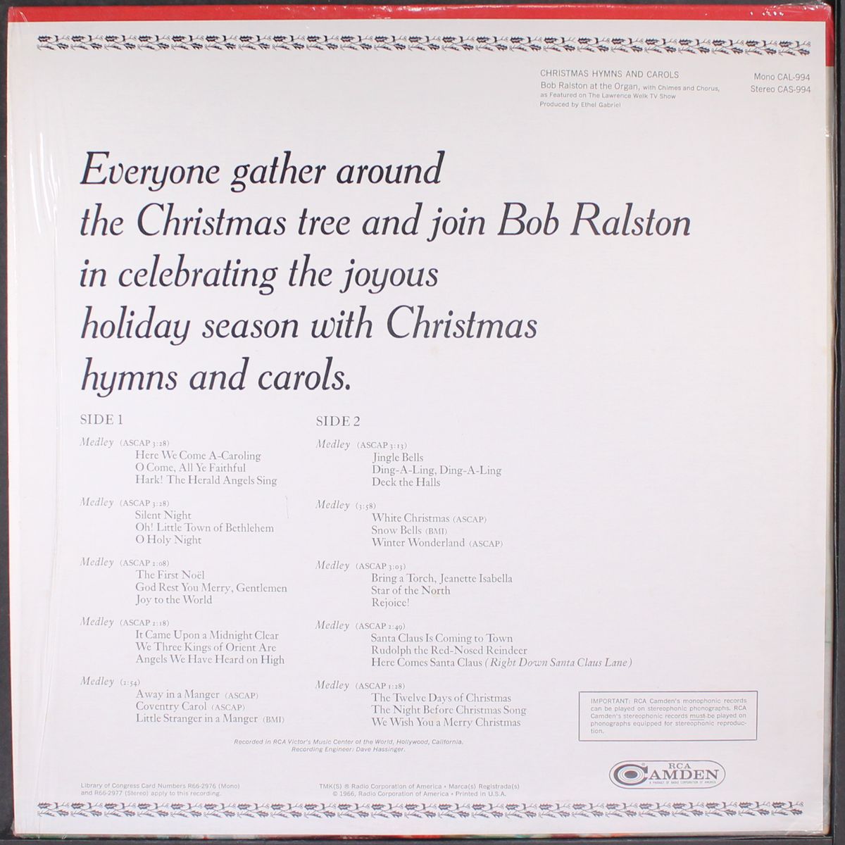 christmas hymns & carols by BOB RALSTON