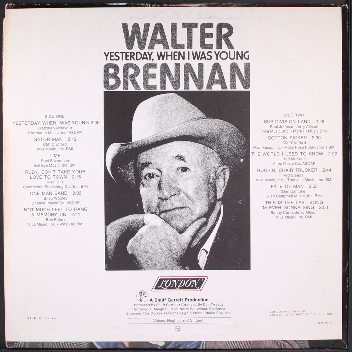 yesterday, when i was young by WALTER BRENNAN