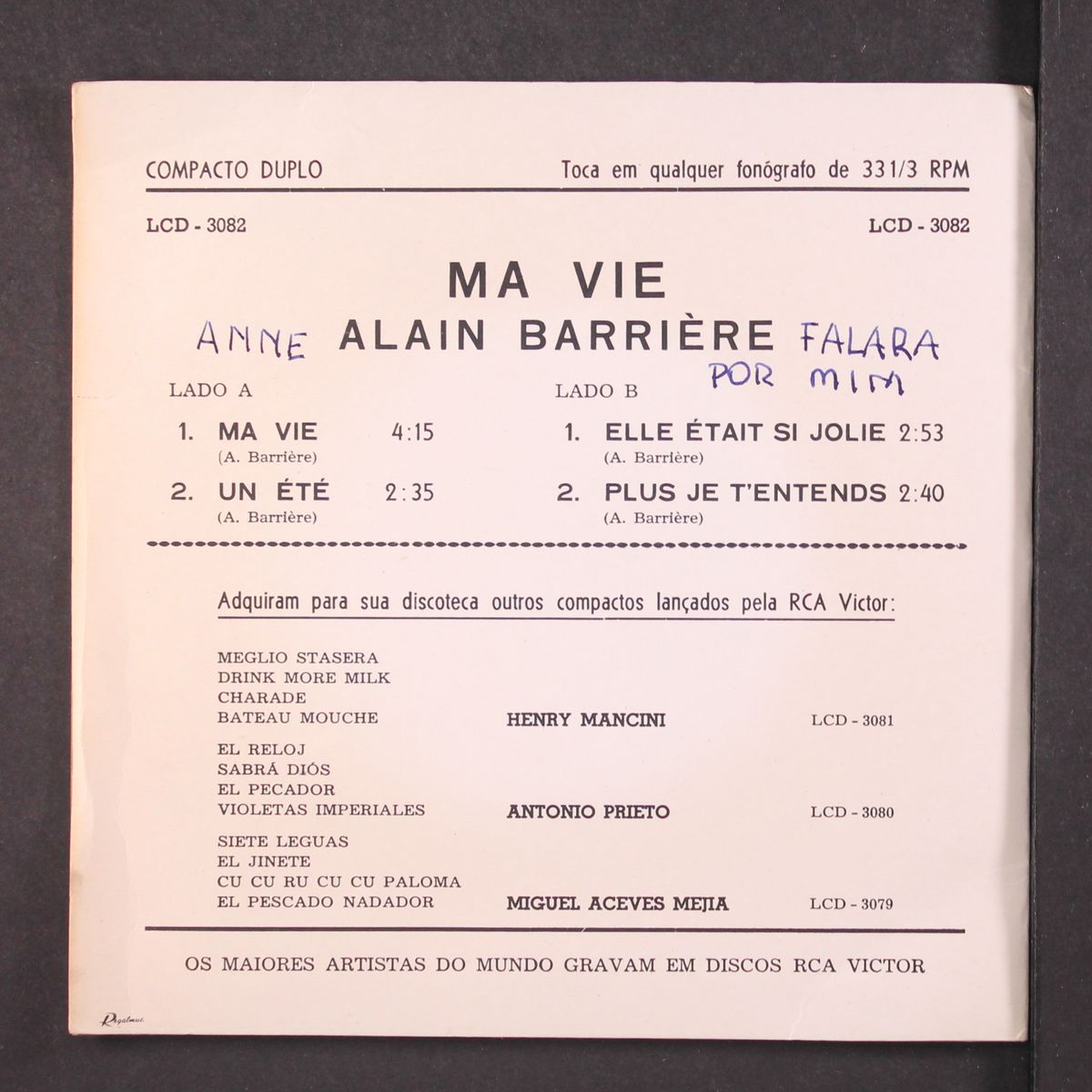 ma vie by ALAIN BARRIERE