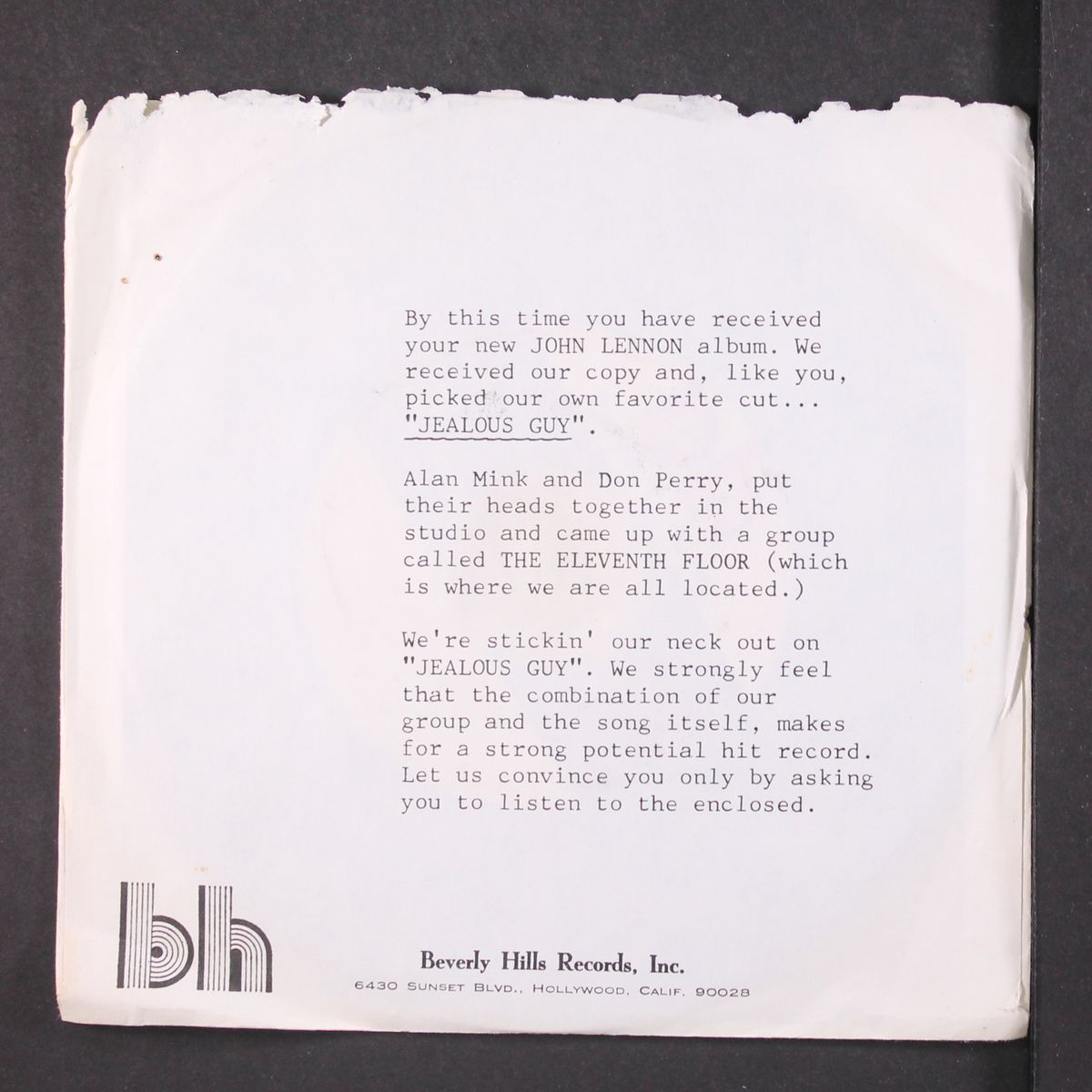 jealous guy / b side blues by ELEVENTH FLOOR