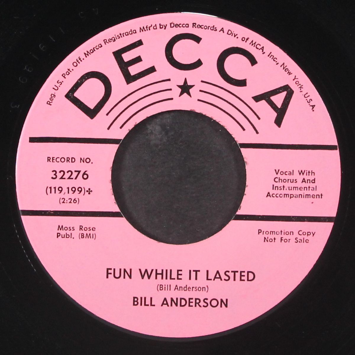 wild weekend / fun while it lasted by BILL ANDERSON