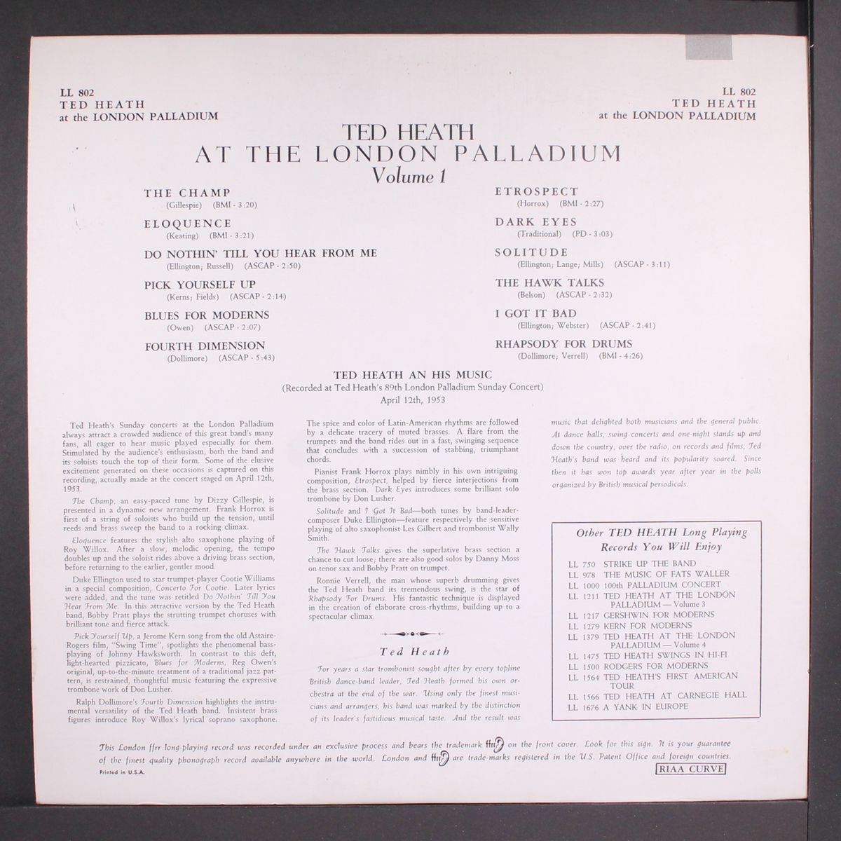 at the london palladium by TED HEATH