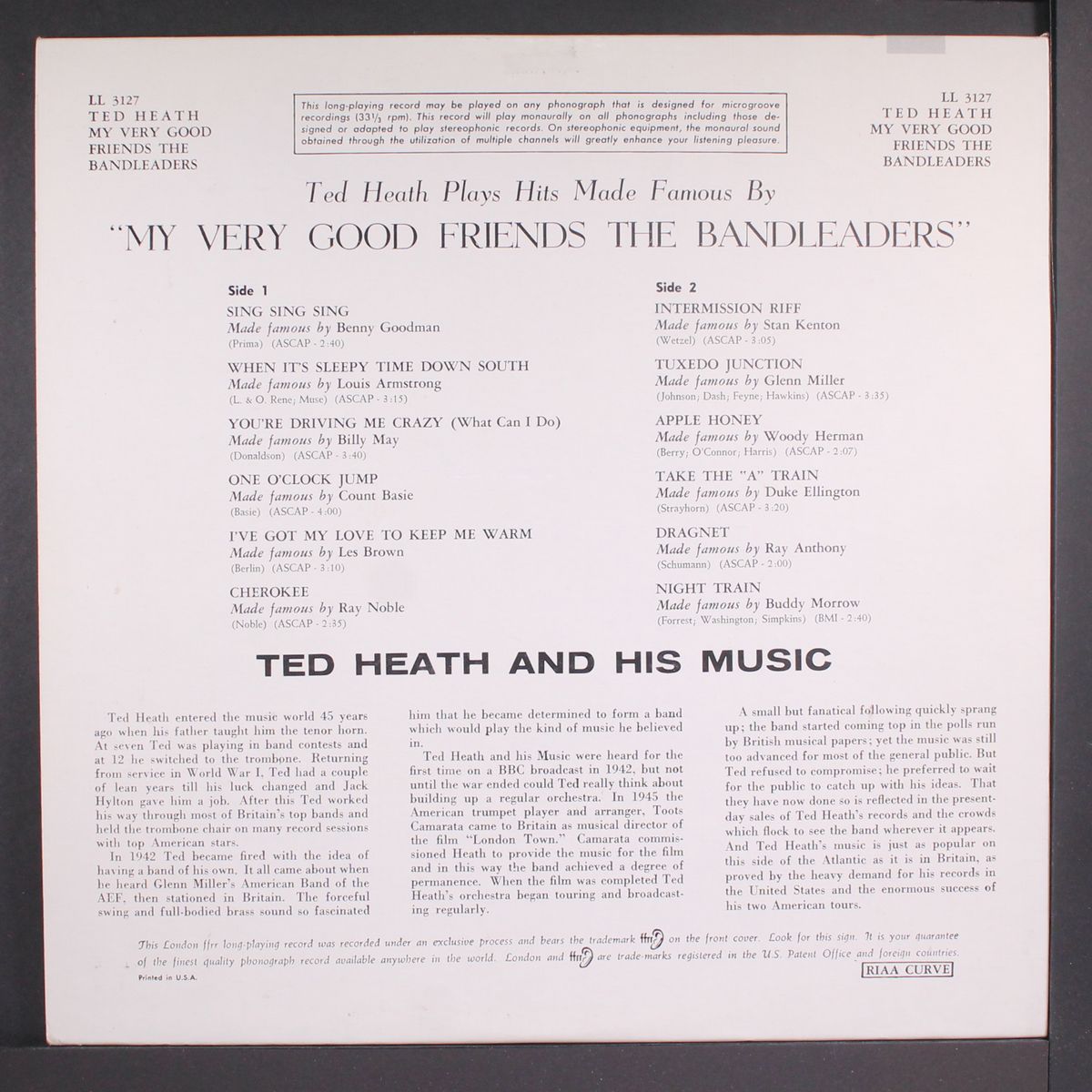 plays hits made famous by the all time greats by TED HEATH