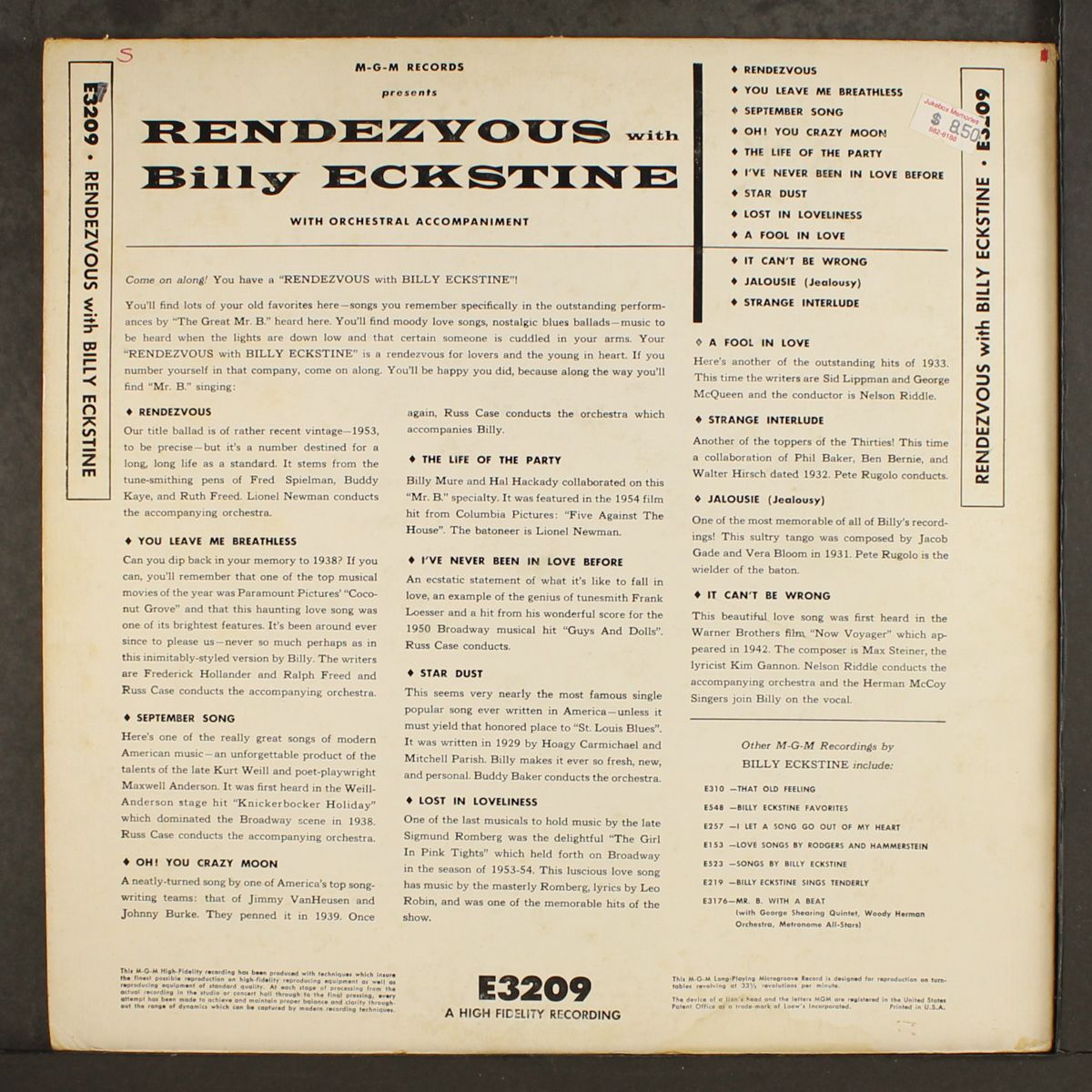 rendezvous with by BILLY ECKSTINE
