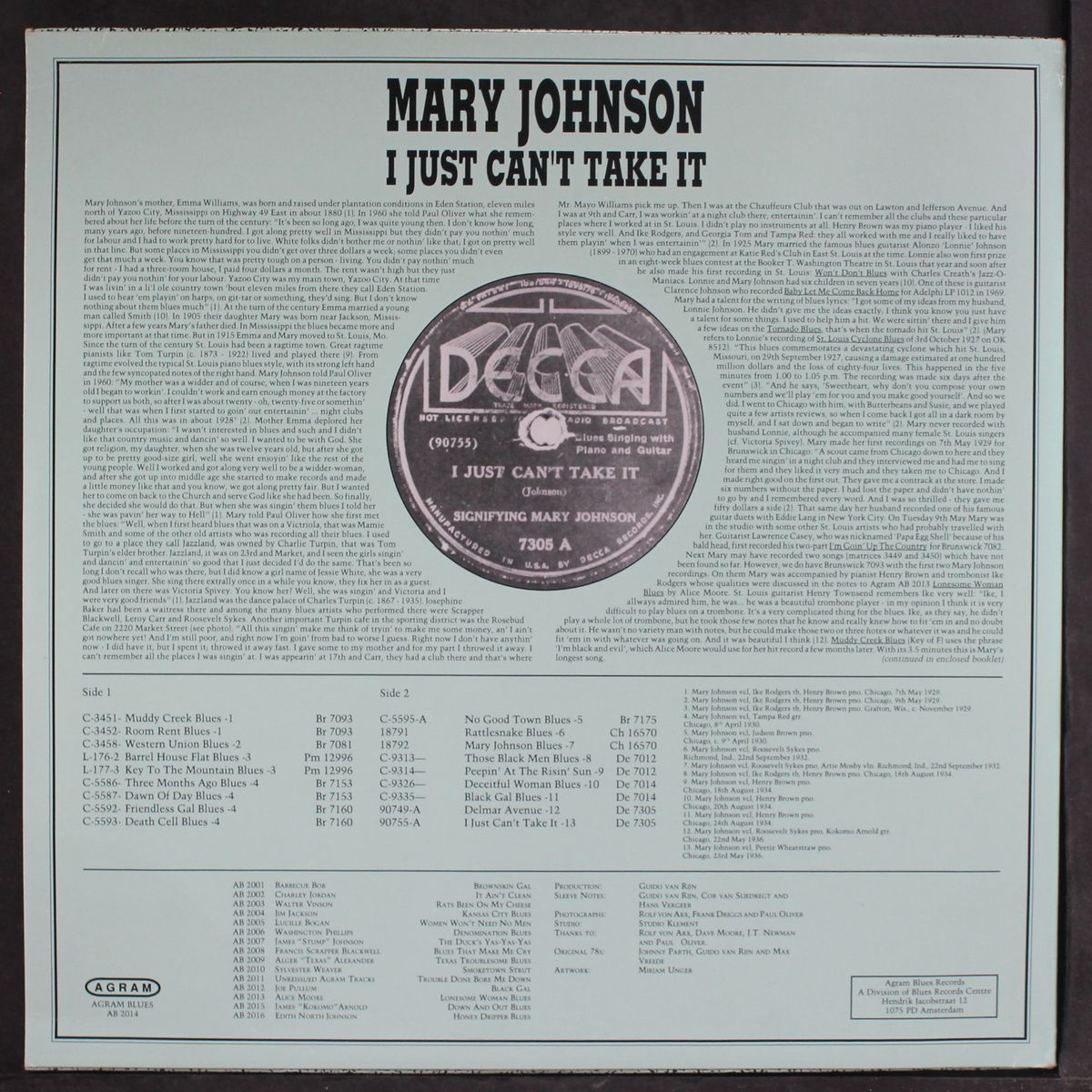 i just can't take it by MARY JOHNSON