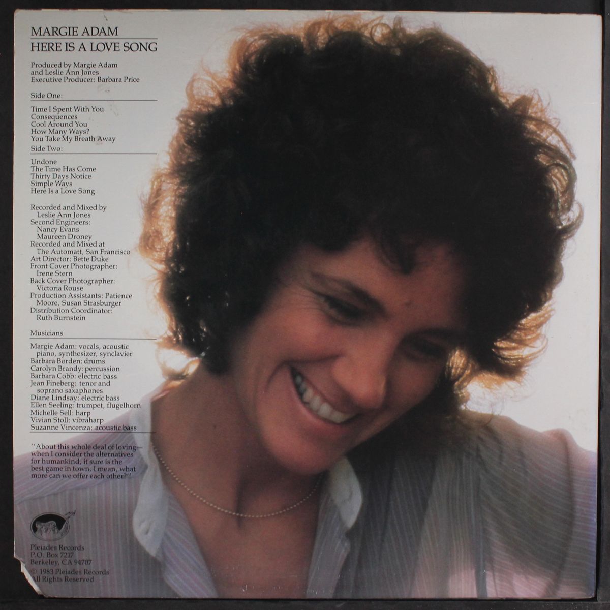 here is a love song by MARGIE ADAM
